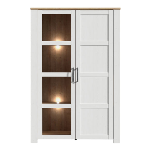 Bohol Display Cabinet inc. 2x LED Lights in Riviera Oak/White