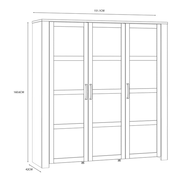 Bohol Large Display Cabinet inc. 4x LED Lights in Riviera Oak/White