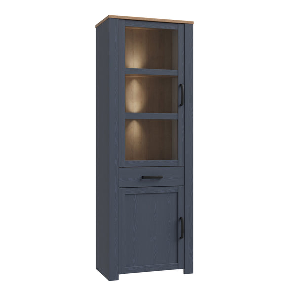 Bohol Narrow Display Cabinet inc. 2x LED Lights in Riviera Oak/Navy