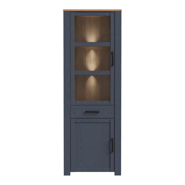 Bohol Narrow Display Cabinet inc. 2x LED Lights in Riviera Oak/Navy