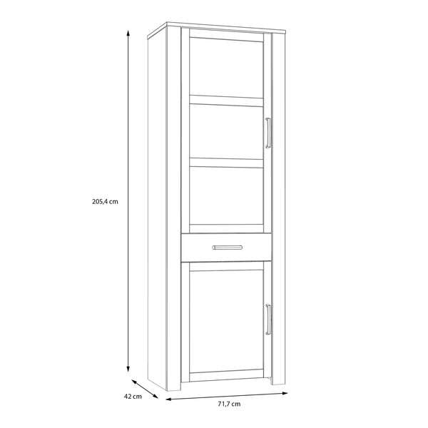 Bohol Narrow Display Cabinet inc. 2x LED Lights in Riviera Oak/Grey Oak