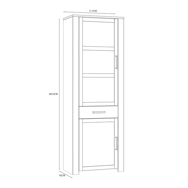 Bohol Narrow Display Cabinet inc. 2x LED Lights in Riviera Oak/White