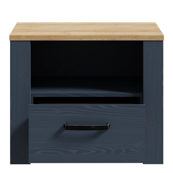 Bohol 1 Drawer Bedside I n Navy Oak