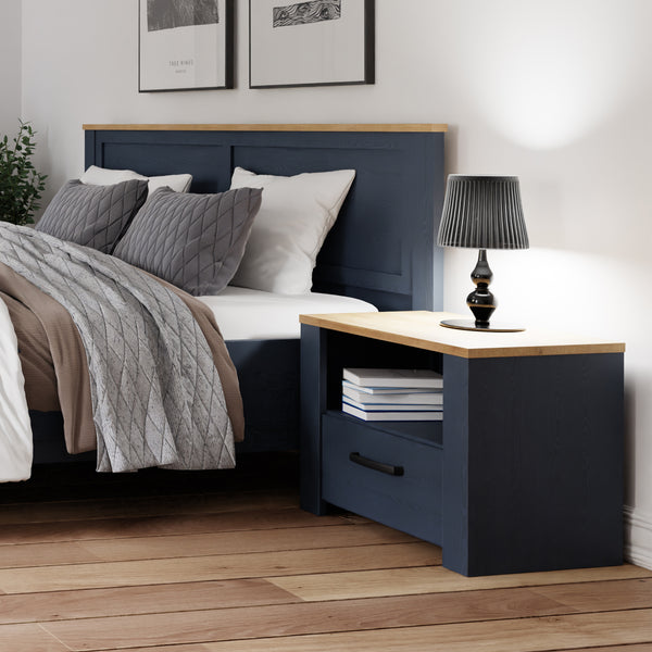 Bohol 1 Drawer Bedside I n Navy Oak