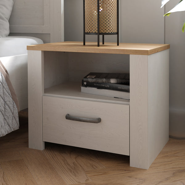 Bohol 1 Drawer Bedside I n Navy Oak