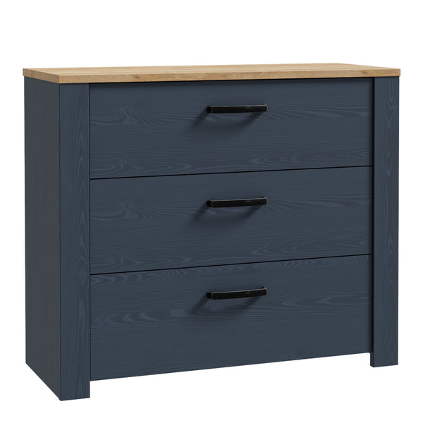 Bohol 3 Drawer Chest in Riviera Oak/Navy