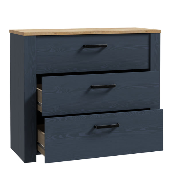 Bohol 3 Drawer Chest in Riviera Oak/Navy