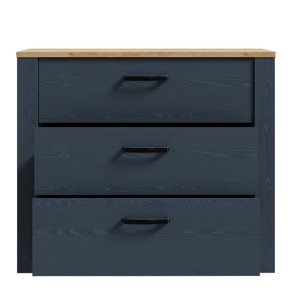 Bohol 3 Drawer Chest in Riviera Oak/Navy