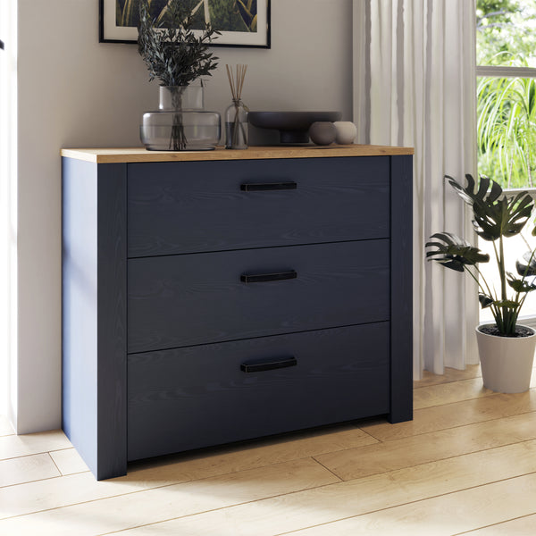 Bohol 3 Drawer Chest in Riviera Oak/Navy