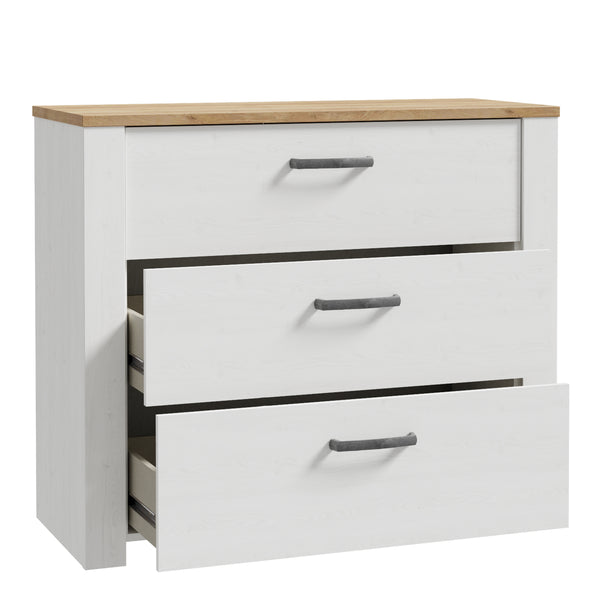 Bohol 3 Drawer Chest in Riviera Oak/White
