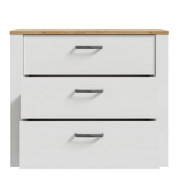 Bohol 3 Drawer Chest in Riviera Oak/White