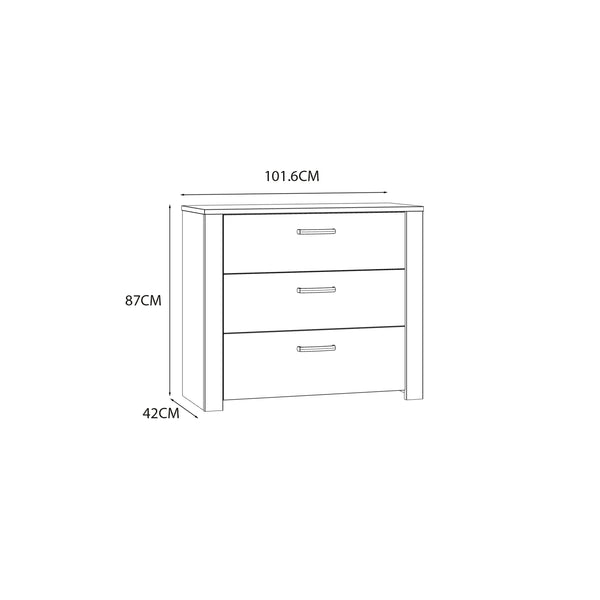 Bohol 3 Drawer Chest in Riviera Oak/White