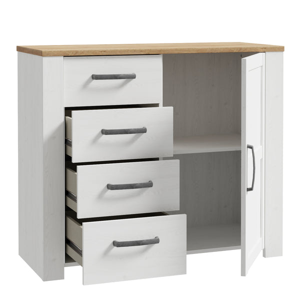 Bohol 1 Door 4 Drawer Chest in Riviera Oak/White