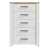 Bohol 5 Drawer Narrow Chest in Riviera Oak/White