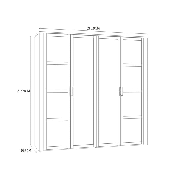 Bohol 2 Door 2 Mirrored Door Wardrobe in Riviera Oak/White