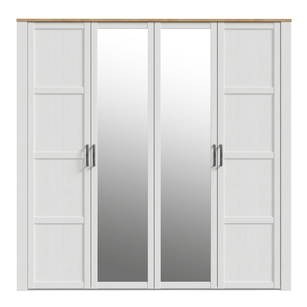 Bohol 2 Door 2 Mirrored Door Wardrobe in Riviera Oak/White