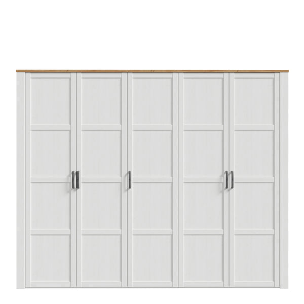 Bohol 5 Door Wardrobe in Riviera Oak/White