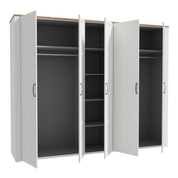 Bohol 5 Door Wardrobe in Riviera Oak/White