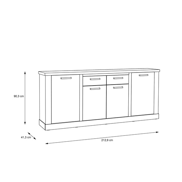 Corona 4 Door 2 Drawer Sideboard in Artisan Oak
