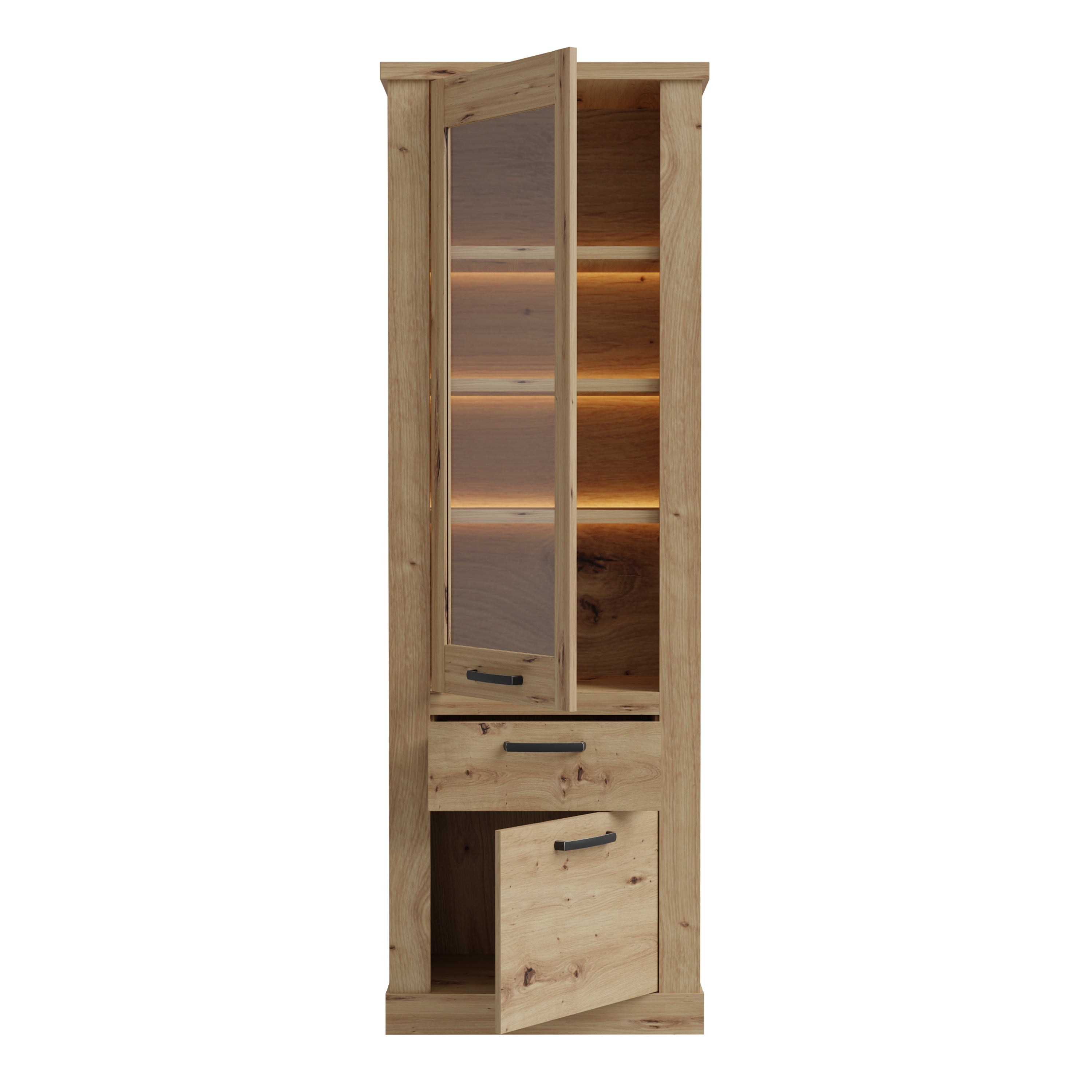 Corona Narrow Display Cabinet in Artisan Oak
