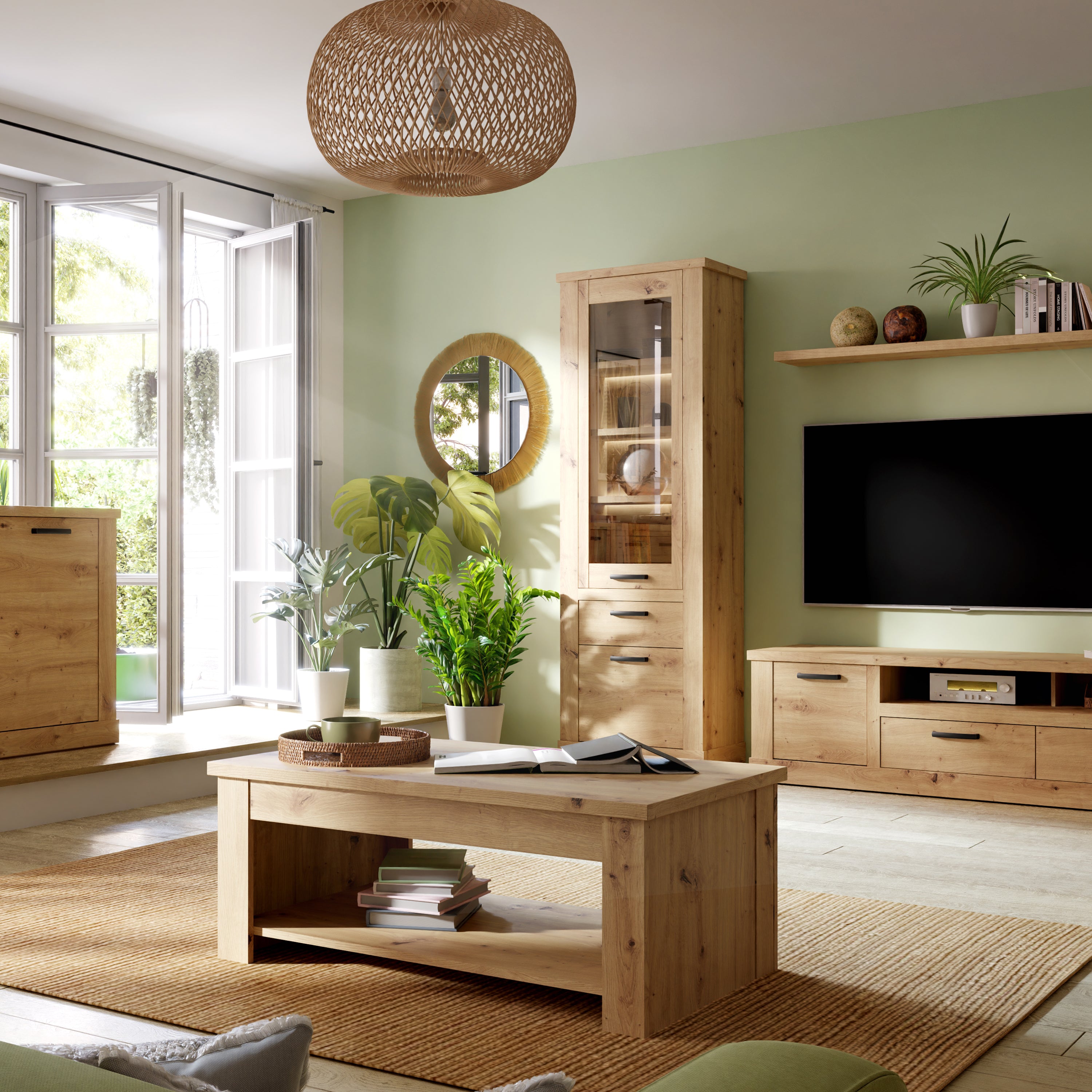 Corona Narrow Display Cabinet in Artisan Oak