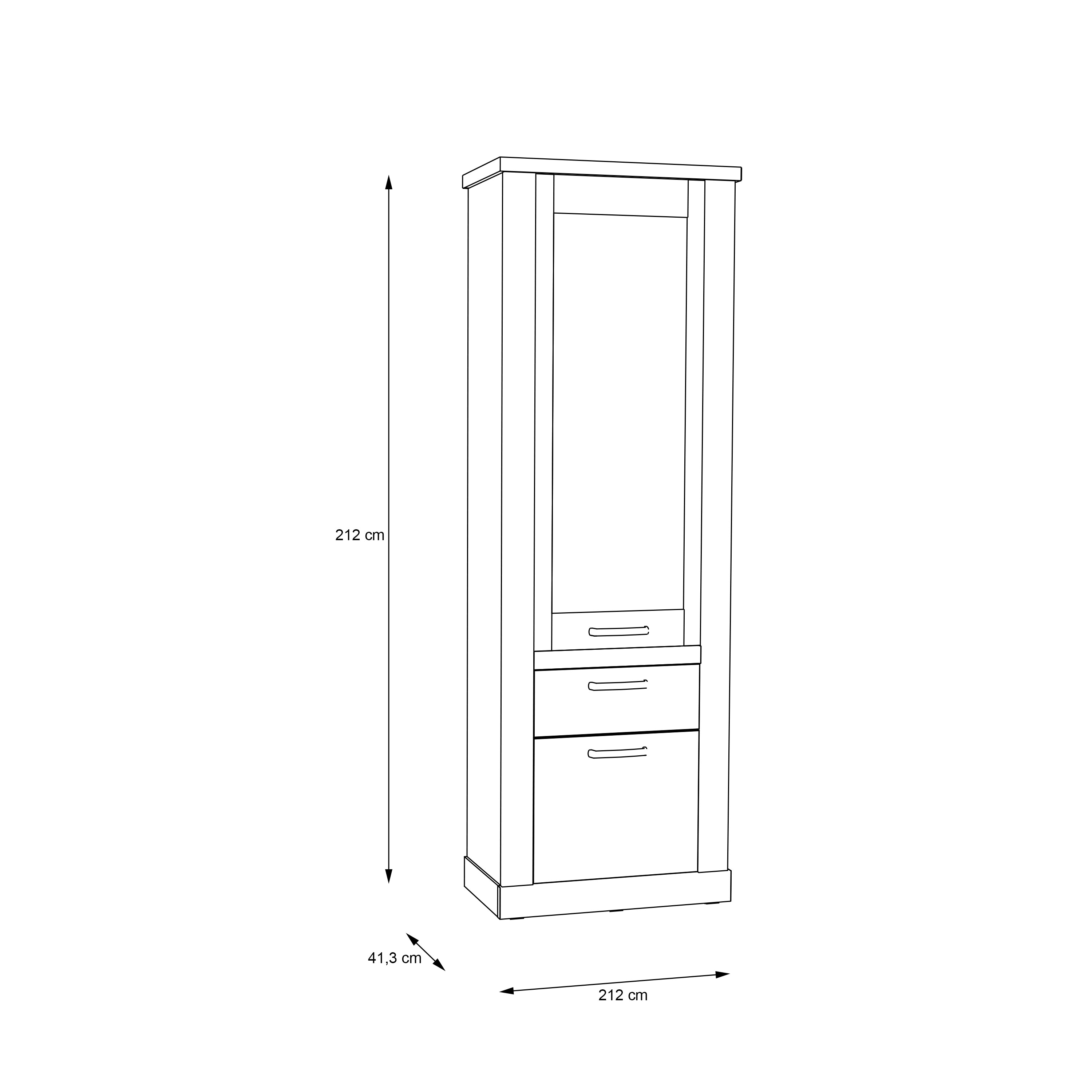 Corona Narrow Display Cabinet in Artisan Oak