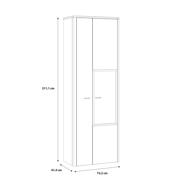 Klara Display Cabinet with 1 Door  and 1 Glass Door in Grey and Oak inc LED Lighting