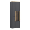 Klara Display Cabinet with 1 Door  and 1 Glass Door in Grey and Oak