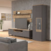 Klara Display Cabinet with 1 Door  and 1 Glass Door in Grey and Oak