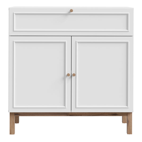 Wensley 2 Door 1 Drawer Console in Light Grey and Oak