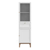 Wensley Display Cabinet with 1 Door 1 Drawer and  1 Glass Door in Light Grey and Oak