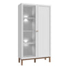 Wensley Display Cabinet with 1 Door and  1 Glass Door in Light Grey and Oak inc LED Lighting