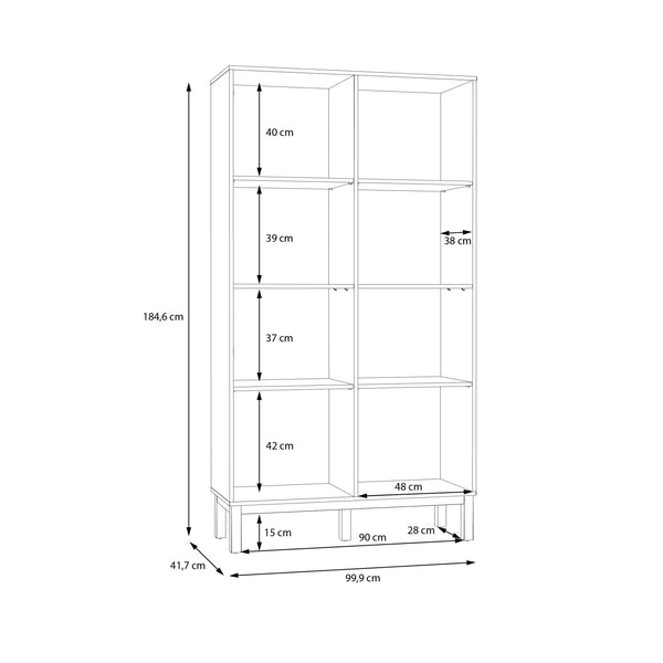 Wensley Display Cabinet with 1 Door and  1 Glass Door in Light Grey and Oak