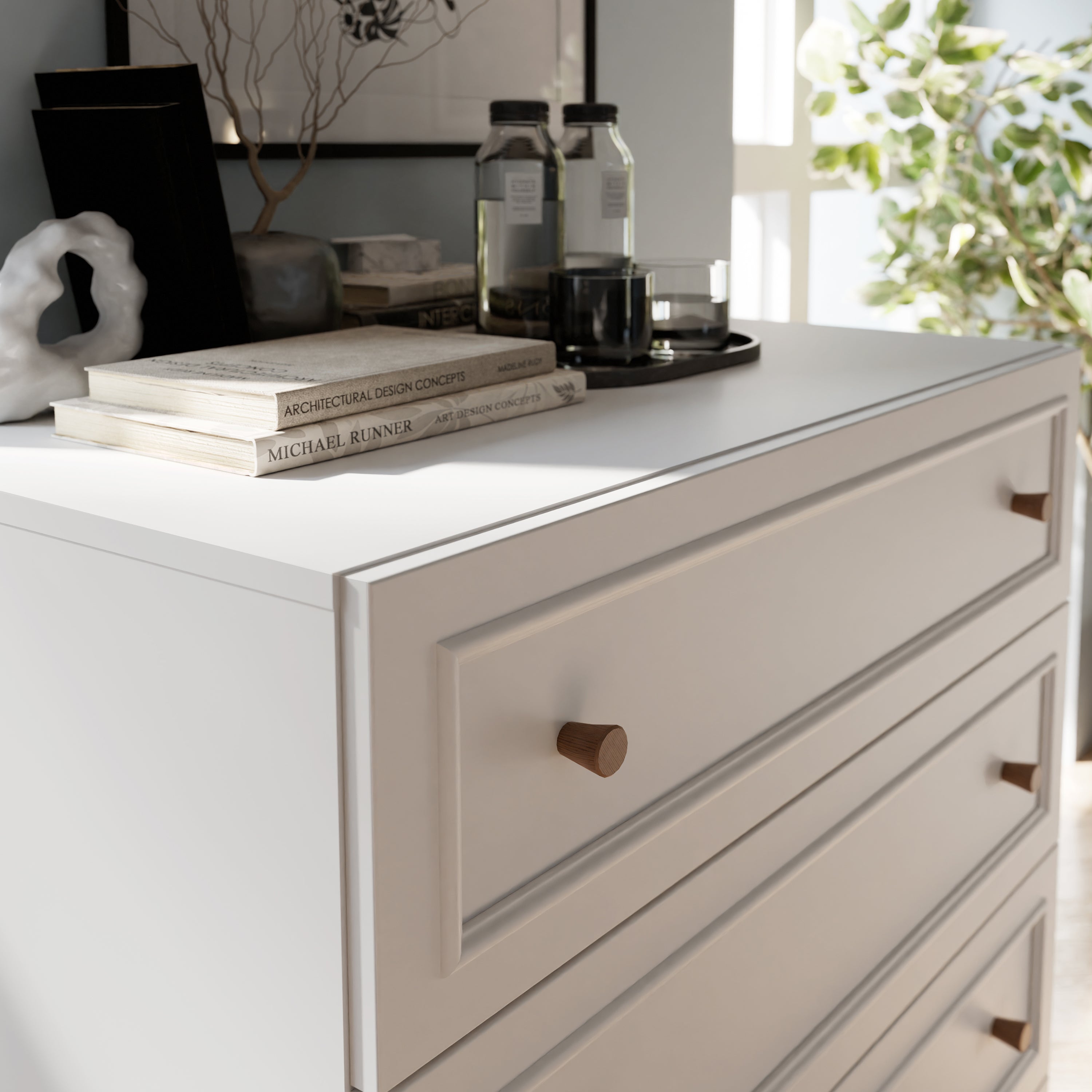 Wensley 3 Drawer Chest in Light Grey and Oak