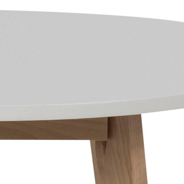 Raven Small Round Dining Table in White & Oak