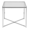 Cross Square Metal Side Table with Glass Top