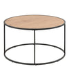 Seaford Black Metal Round Coffee Table with Oak Top
