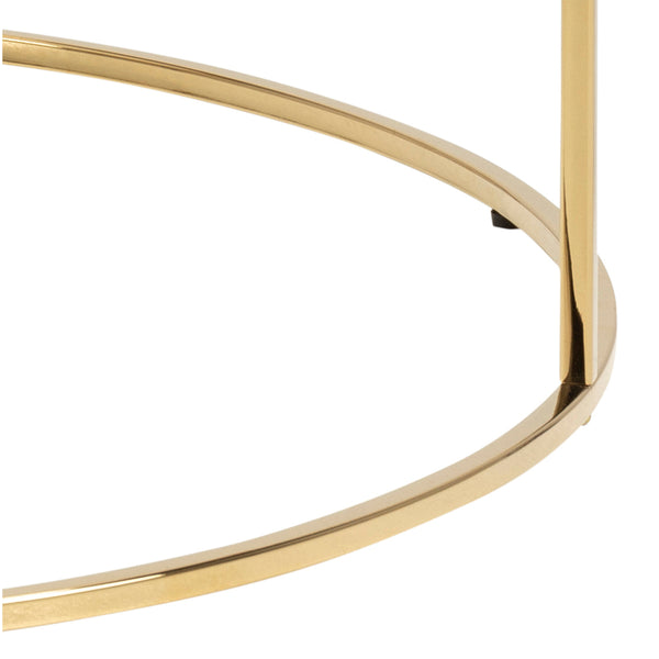 Bolton -A1 Round Coffee Table with White Marble Effect Glass Top & Gold Base