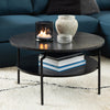 Goldington Round Coffee Table with Black Marble Melamine Top & Black Legs