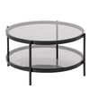 Bayonne Round Coffee Table in Black with Smoked Glass Top