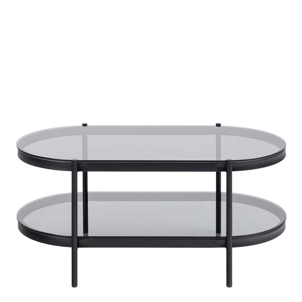Bayonne Oval Coffee Table with Smoked Glass Top