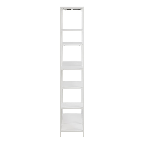 Newcastle Asymmetrical Bookcase with 6 Shelves in White