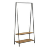 Seaford Black Metal Clothes Rack with 2 Oak Shelves