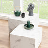 Dice Square Coffee Table Set in White Marble Effect