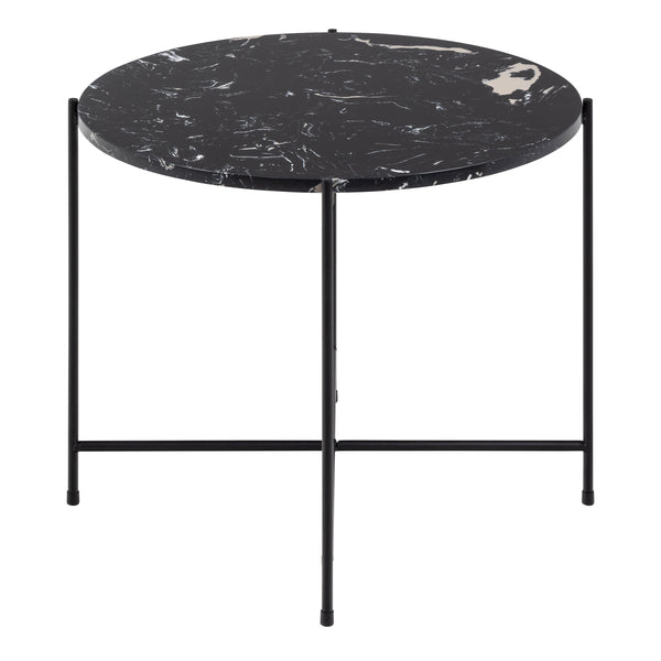 Avila Side Table with Black Polished Marble Stone 52x40cm