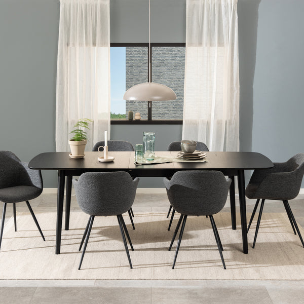 Montreux Rectangular Extending Dining Table in Black 180-219 cm