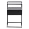 Randolf Bedside Table in Black with Smoked Glass