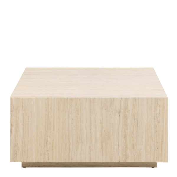 Dice Square Coffee Table in Light Travertine Effect 90x90x42cm