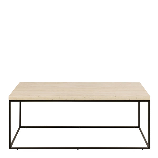 Barossa Coffee Table with Light Oak Top & Black Steel Base 110x55x45cm