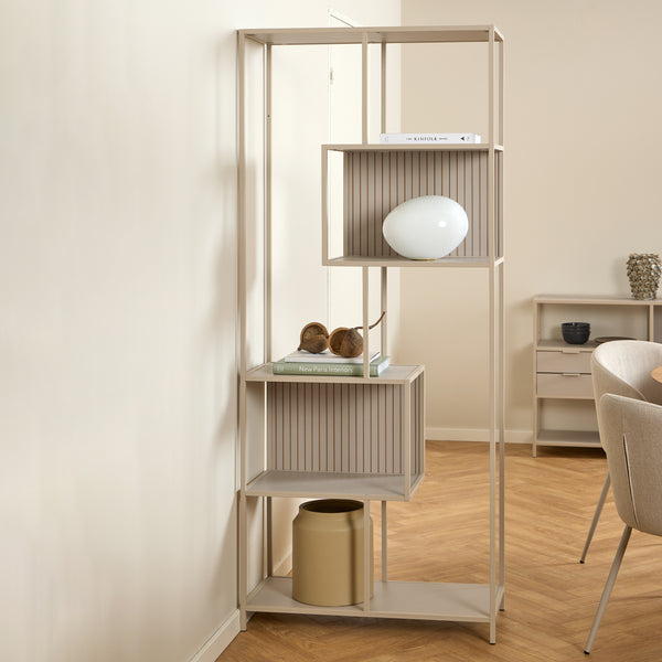 Seaford Tall Grey Metal Bookcase with 5 Shelves